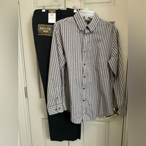 Savane Deep Dye Microfiber pleated dress slacks (inseam is 30).